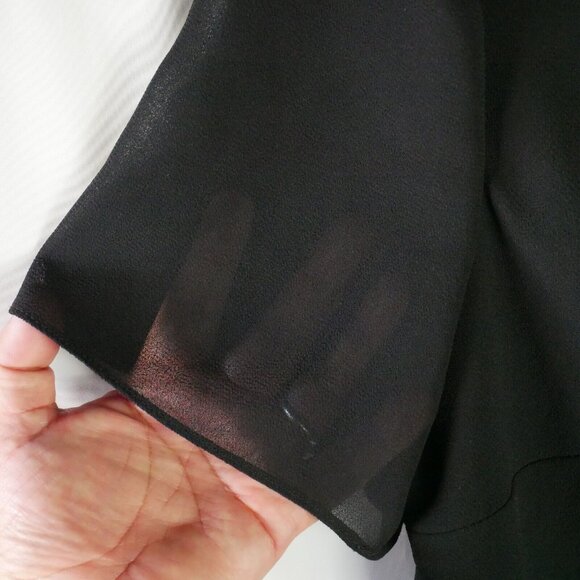 S.L. Fashions Petite Womens Size 14P Black Layered Semi Sher Blouse Pad Shoulder - Picture 7 of 15